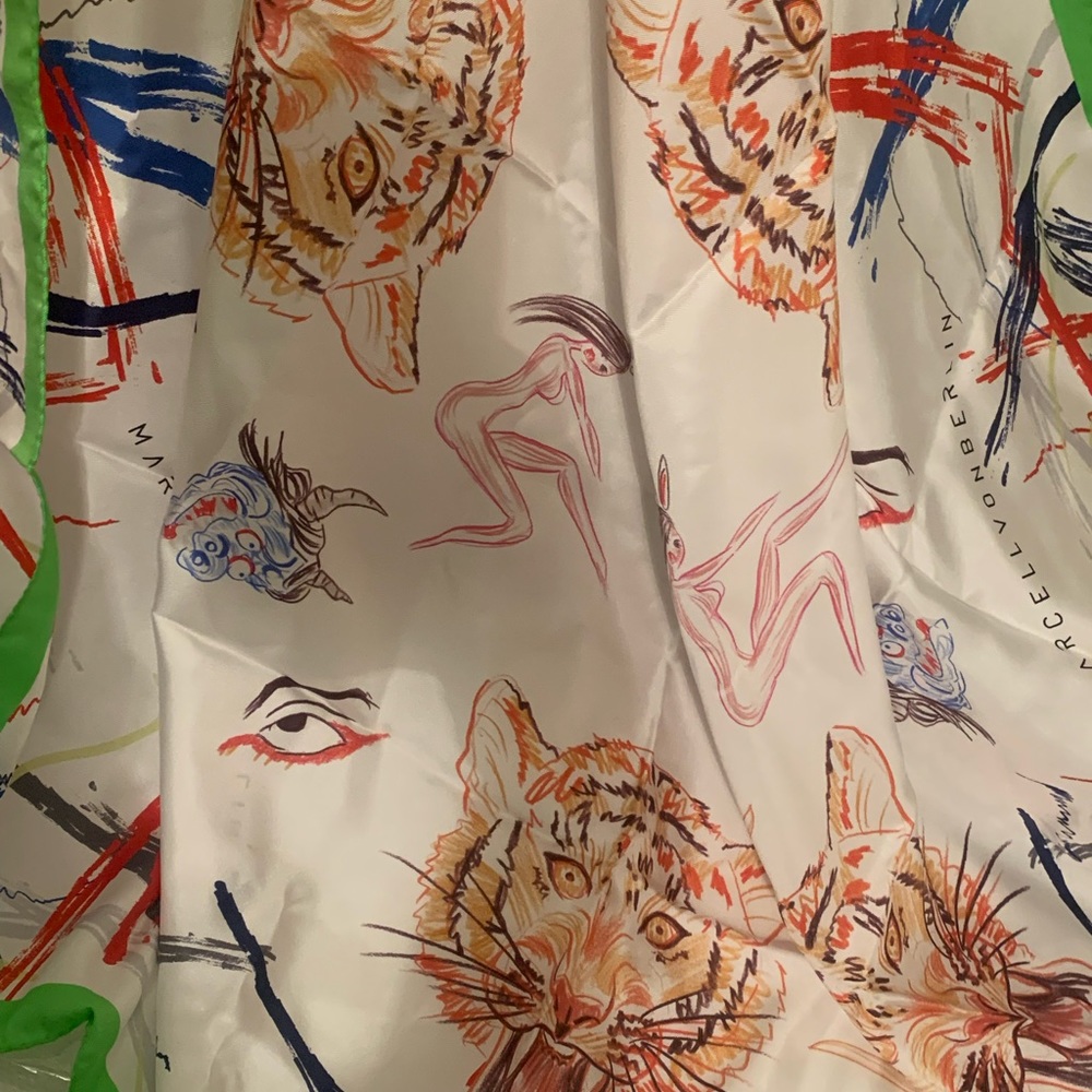 Edgy, fun silk scarf from Marcell Von Berlin